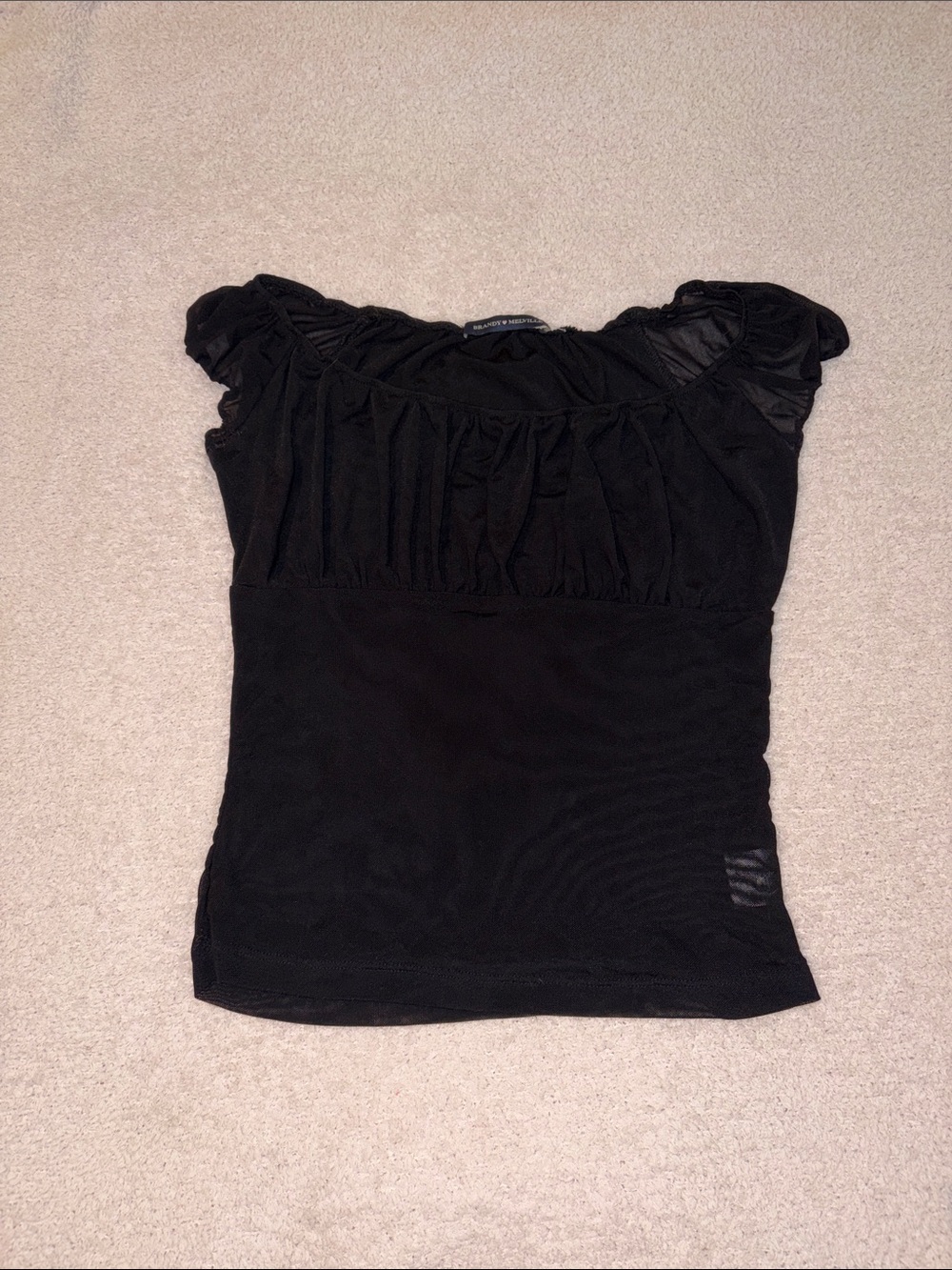 Brandy Melville Women’s Black Ruffled Sleeve Top